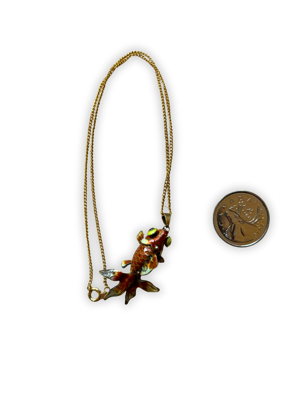 Antique Articulated Sterling Silver Enamel Koi Pendant