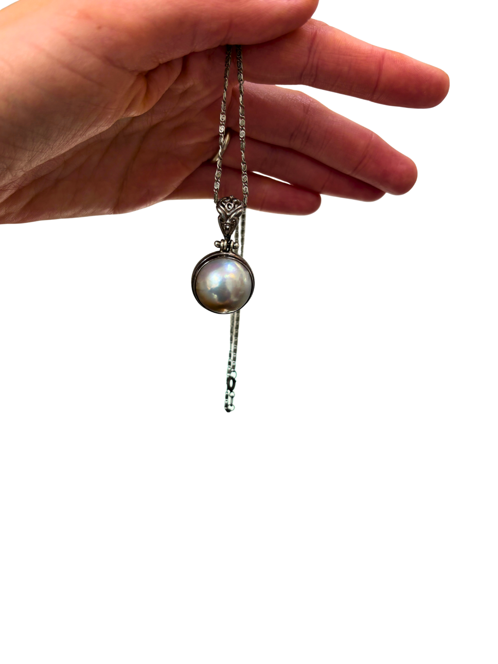 High-Dome Coffee & Cream Mabe Pearl Pendant | Sterling Silver