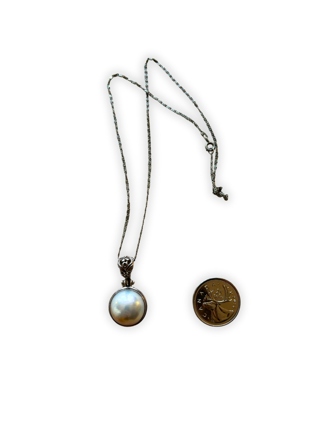 High-Dome Coffee & Cream Mabe Pearl Pendant | Sterling Silver