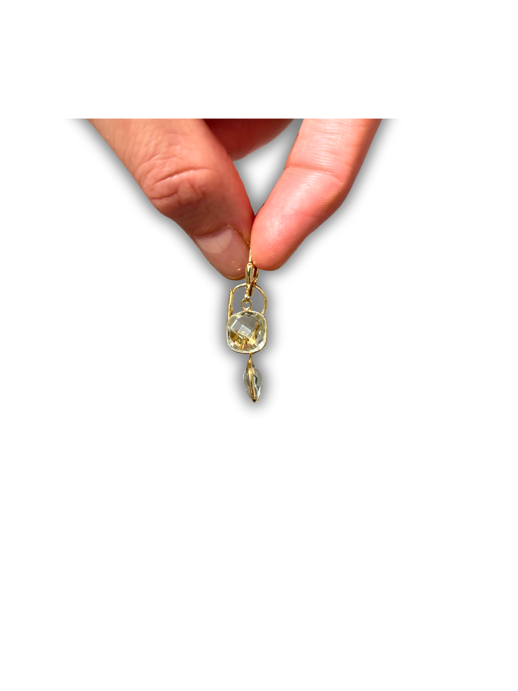 Green Amethyst Silver Drop Earrings