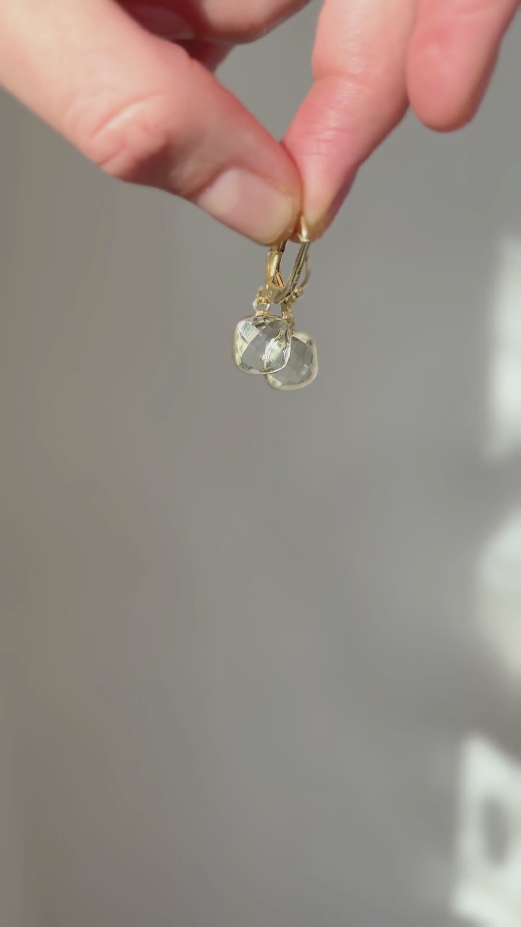 Green Amethyst Silver Drop Earrings